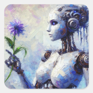 Pegatina Cuadrada Purple Lover - Colección de arte Futurista Series