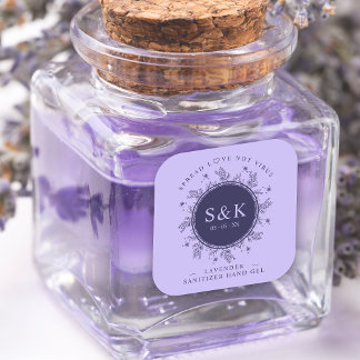 Pegatina Cuadrada Purple Shades Wildflowers Boda de guirnaldas Sanit