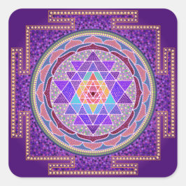 Pegatina Cuadrada Purple Sri Yantra