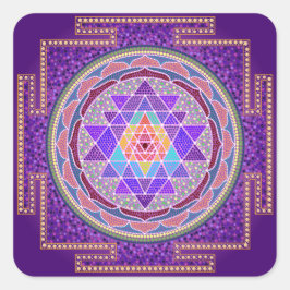 Pegatina Cuadrada Purple Sri Yantra
