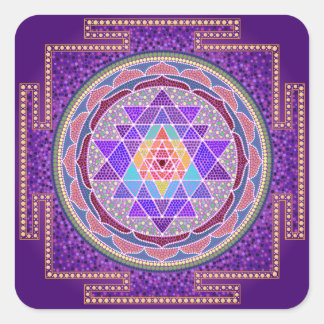 Pegatina Cuadrada Purple Sri Yantra