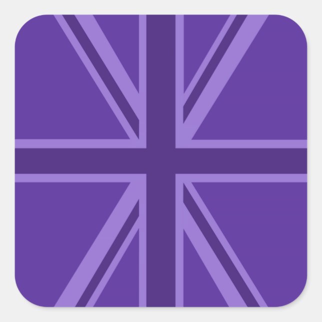 Pegatina Cuadrada Purple Union Jack Design (Anverso)