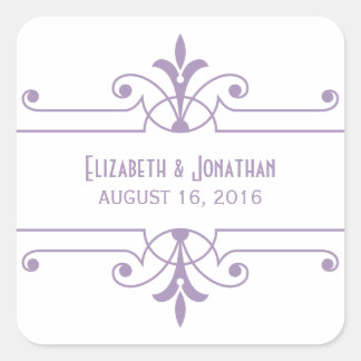 Pegatina Cuadrada Purple v2 Fancy Ornamental Wedding Stickers