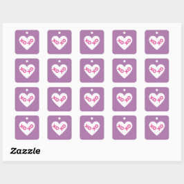 Pegatina Cuadrada Purple XOXO Heart Valentine's Day Sticker