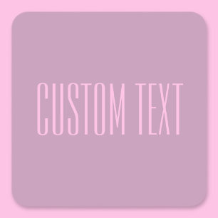 Pegatina Cuadrada Púrpura Pastel y Rosa Claro Texto Editable Moder