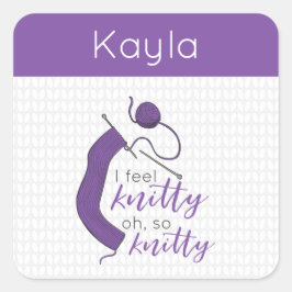 Pegatina Cuadrada Púrpura Siento Actitud, Oh Tanta Cuidada