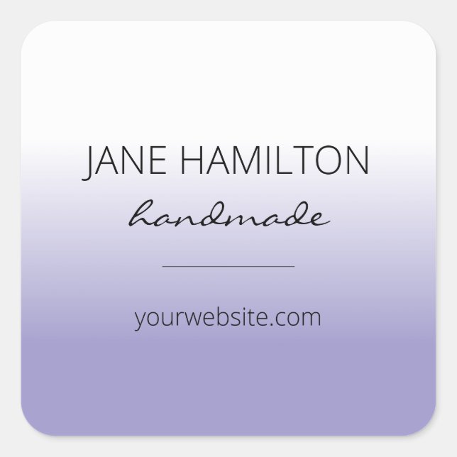 Pegatina Cuadrada Púrpura simple Minimalista moderno (Anverso)