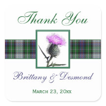 Púrpura, verde, blanco Tistle Tartán de 1,5" Pegat