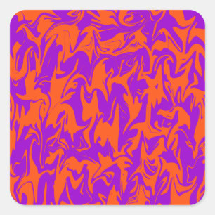Pegatina Cuadrada Púrpura y Naranja Swirl