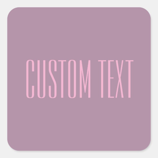 Pegatina Cuadrada Púrpura y rosa claro pastel | Texto editable moder (Anverso)