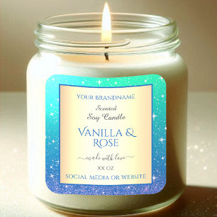 Pegatina Cuadrada Purpurina de Aqua Ombre Etiquetas de envasado Estr