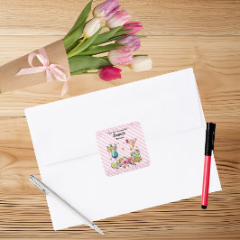 Pegatina Cuadrada Purpurina de caramelos rosados