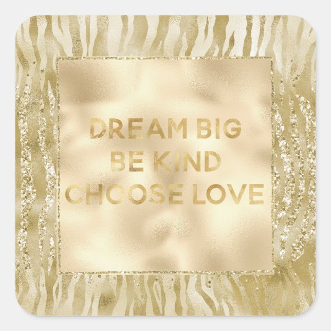 Pegatina Cuadrada Purpurina de oro Confetti Glitzy Zebra Dream (Anverso)