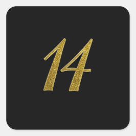 Pegatina Cuadrada Purpurina de oro número 14