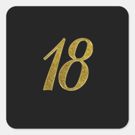 Pegatina Cuadrada Purpurina de oro número 18