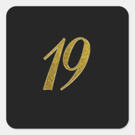 Pegatina Cuadrada Purpurina de oro número 19
