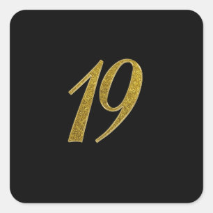 Pegatina Cuadrada Purpurina de oro número 19