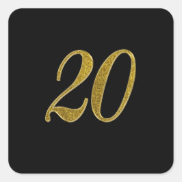 Pegatina Cuadrada Purpurina de oro número 20
