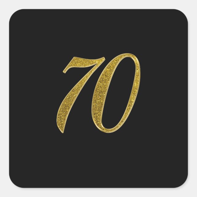Pegatina Cuadrada Purpurina de oro número 70 (Anverso)