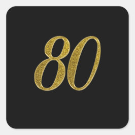 Pegatina Cuadrada Purpurina de oro número 80