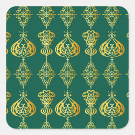 Pegatina Cuadrada Purpurina de vacaciones Gold Holly Stars