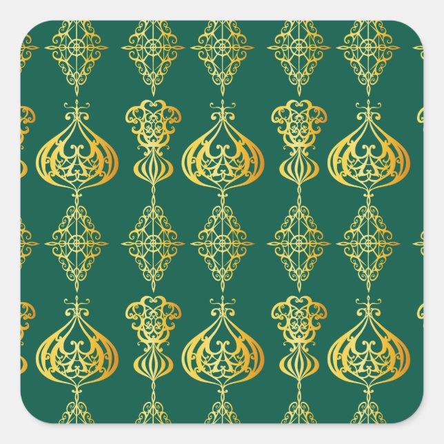 Pegatina Cuadrada Purpurina de vacaciones Gold Holly Stars (Anverso)