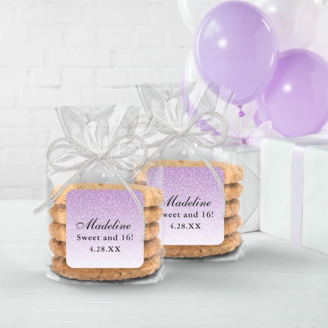 Pegatina Cuadrada Purpurina de vidrio morado ligero personalizado (Subido por el creador)