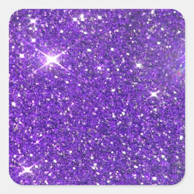 Pegatina Cuadrada Purpurina Glitz de moda Lavender Purple Sparkling (Anverso)