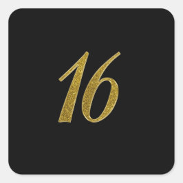 Pegatina Cuadrada Purpurina Gold número 16