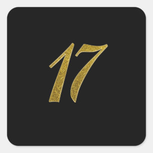 Pegatina Cuadrada Purpurina Gold número 17