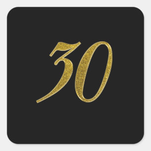 Pegatina Cuadrada Purpurina Gold número 30