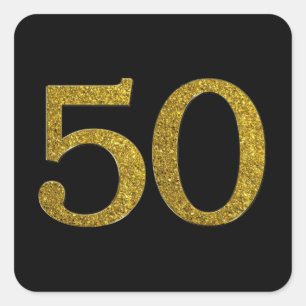 Pegatina Cuadrada Purpurina Gold Número 50 de ancho