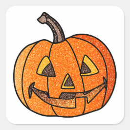 Pegatina Cuadrada Purpurina Jack O'Lantern
