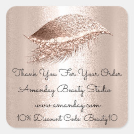 Pegatina Cuadrada Purpurina Lashes Gracias Descuento De Compras