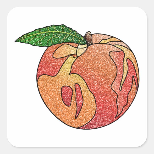 Pegatina Cuadrada Purpurina Peach (Anverso)