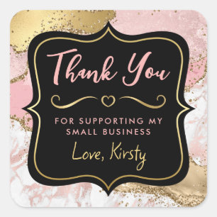 Pegatina Cuadrada Purpurina rosa y negro agranda pequeñas empresas