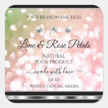 Purpurina verde rosa Etiquetas de producto Diamant