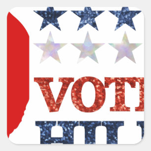 Pegatina Cuadrada purpurina vote hillary