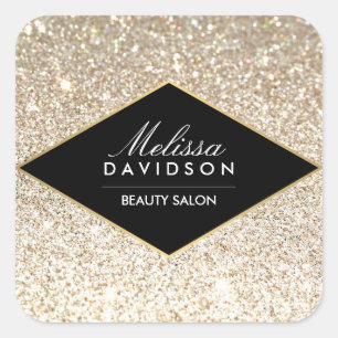 Pegatina Cuadrada Purpurina y glamour de champagne Gold