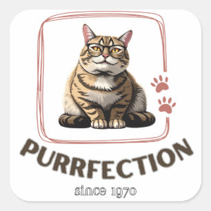 Pegatina Cuadrada Purrfección desde 1970