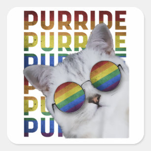 Pegatina Cuadrada Purride Gay Prize Tee para mujeres Hombres LGBT Ra