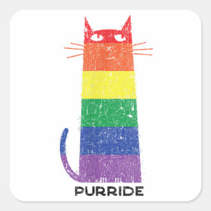 Pegatina Cuadrada Purride Shirt LGBT Funny Gay Primo Gato Diciendo G