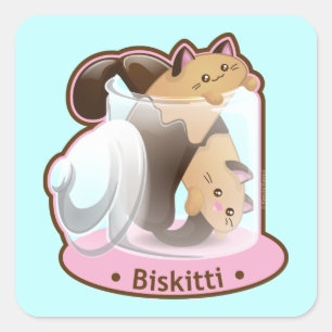 Pegatina Cuadrada Purrista Pawfee: Gatos Biscotti