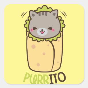Pegatina Cuadrada Purrito Kitty Burrito