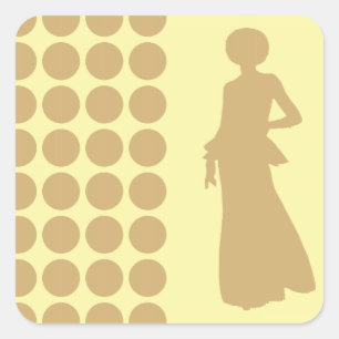 Pegatina Cuadrada Putty Cream Neutral Dots Fashion Silhouette