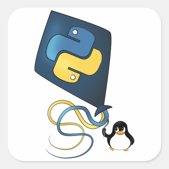 Pegatina Cuadrada Python en Linux (Anverso)