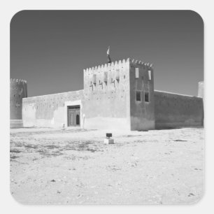 Pegatina Cuadrada Qatar, Al Zubarah. Fuerte Al-Zubara (c.1938) ahora