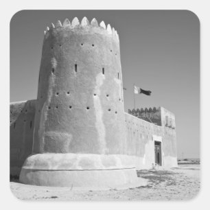 Pegatina Cuadrada Qatar, Al Zubarah. Fuerte Al-Zubarah (c.1938) ahor