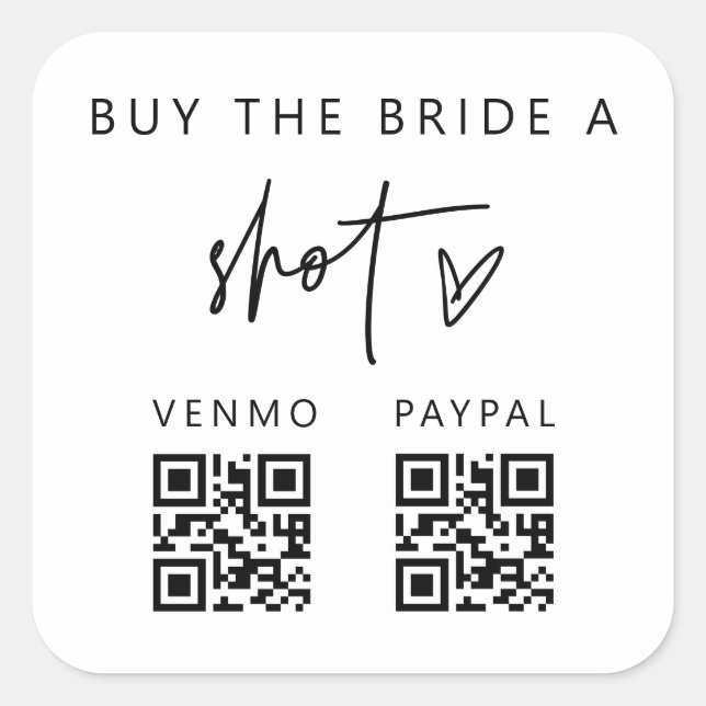 Pegatina Cuadrada QR Bachelorette Party Escanear Pegatinas Novias (Anverso)