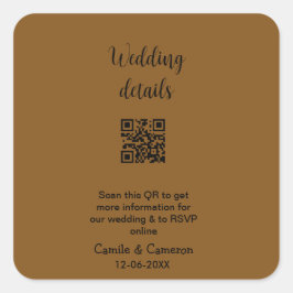 Pegatina Cuadrada QR BODA WEBSITE añadir fecha de fotoname blanco ne